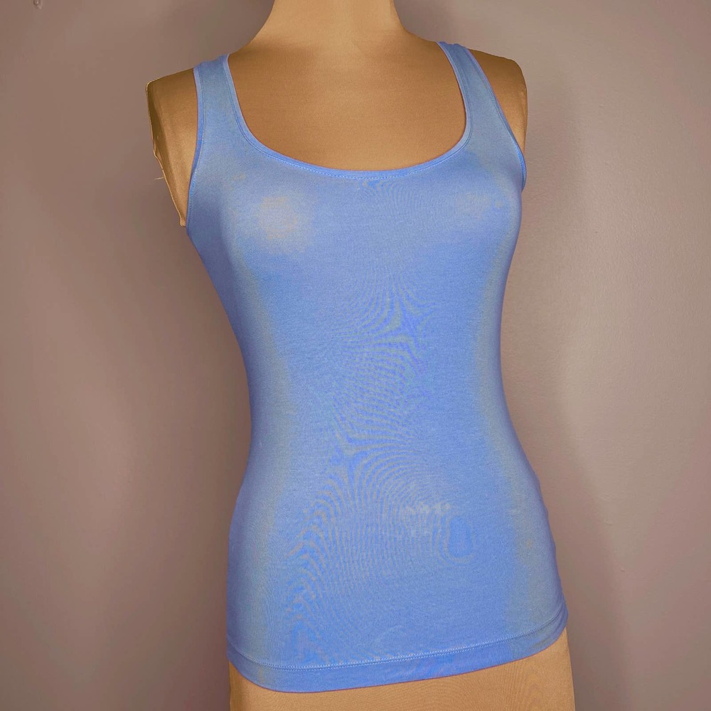 Periwinkle Blue Pastel Tank Top XS Pima Cotton Blend Stretchy Stretch